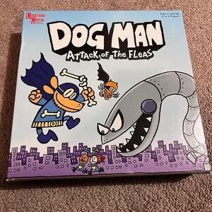 Dog Man Attack of the Fleas Board Game by University Games - Blue and Gray